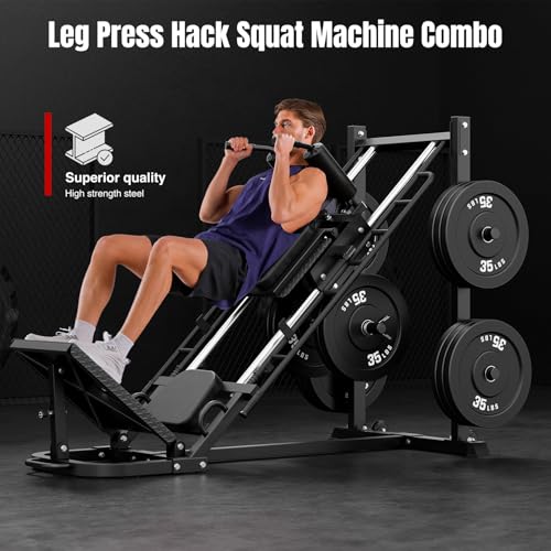 Dripex Adjustable Leg Press Hack Squat Machine for Full Lower Body Workout - Jet Black