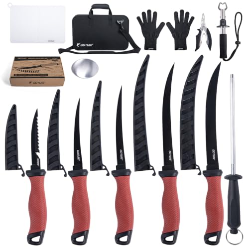 Goture Fish Fillet Knife Set - 11PCS Fishing Tool Kit with Storage Bag & Accessories