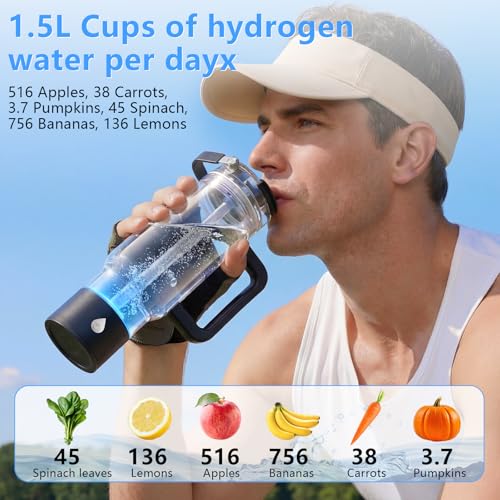Black Hydrogen Water Bottle 26oz with Detachable Base and Dual Usage