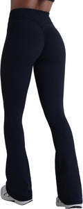 Sunzel Butt Lifting Scrunch Flare Leggings - Tummy Control Yoga Pants with Pockets | Women’s Mini Flared Design