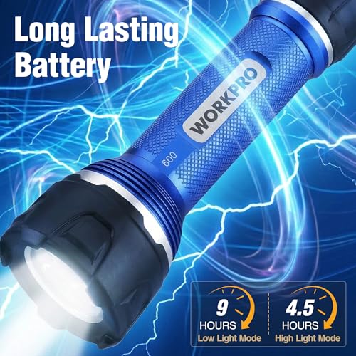 Rechargeable LED Flashlight - 600 Lumens, IPX7 Aluminum, 3 Modes, Medium