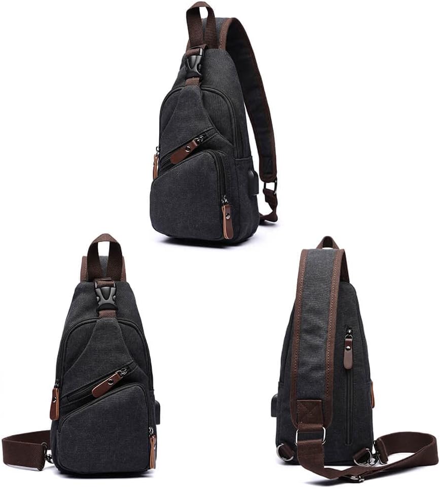 Skiennix Canvas Sling Bag - Versatile Crossbody Backpack for Outdoor Activities | Black
