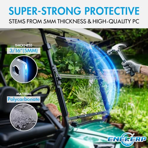 EZGO TXT Golf Cart Windshield - Clear 1994-2013 Impact-Resistant Polycarbonate Foldable