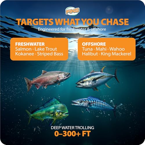 FINS Downrigger Braided Fishing Line 250lb 200 Yards - USA Made, Replaces Steel Cable