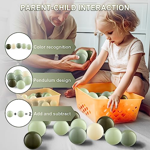 Clear Ball Pit Balls - 2.2 Inch Non-Toxic, Crush Proof Plastic Toy Balls, 100 Pack in Pearl Light Green, Green & White - Safe for Kids