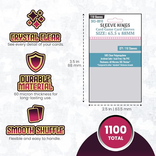 Sleeve Kings Card Sleeves 63.5x88mm 60 Micron 1100ct - Card Game Protection