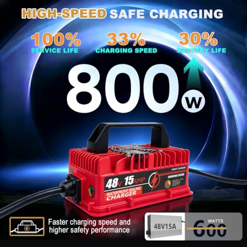 48V Golf Cart Battery Charger Waterproof Smart Trickle Charger for EZGO RXV & TXT