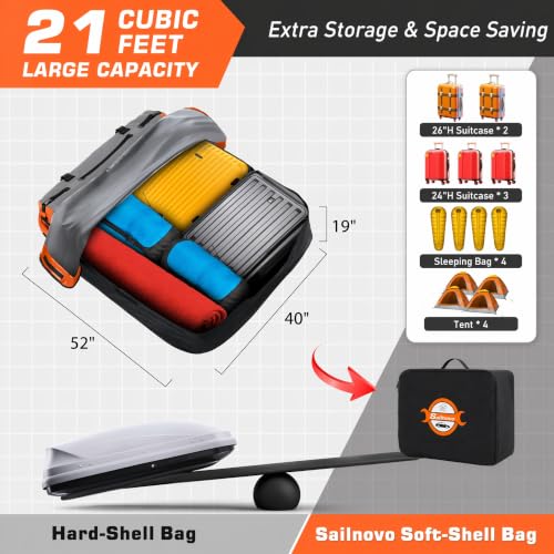 21 Cubic Waterproof Rooftop Cargo Carrier Bag - Soft Shell Vehicle Roof Bag