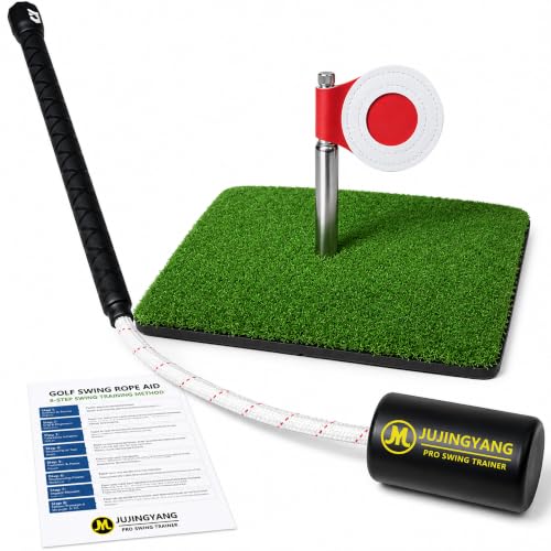 Golf Rope Swing Trainer with Rotating Target - Improve Tempo Speed & Strength