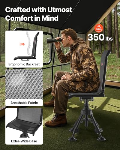 Portable Hunting Chair with 360° Silent Swivel & Adjustable Height