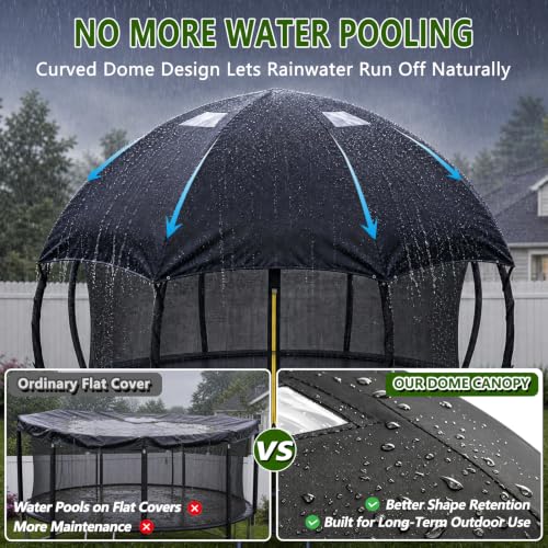 14FT Dome Trampoline Canopy Cover for Round Backyard Trampolines - Black Dome