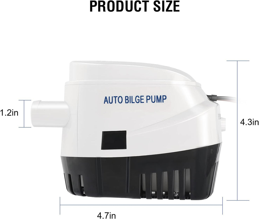 Skiennix 750GPH Automatic Submersible Bilge Water Pump - Float Switch & 3/4 Inch Outlet Diameter