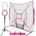 Purple 7x7ft Baseball Practice Net with Batting Tee & Strike Zone - Easy Setup