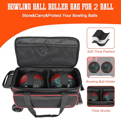 LARIPOP Red Bowling Ball Roller Bag with Shoe Compartment & Padded Protection