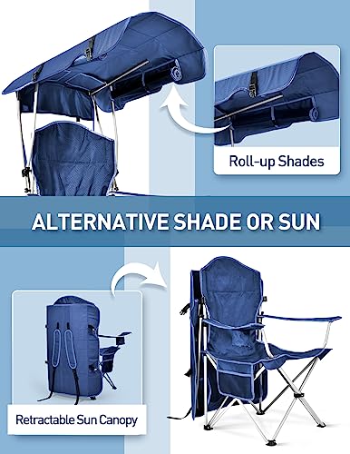 Docusvect Beach Chair with Canopy Shade - Backpack, Navy Blue, 1
