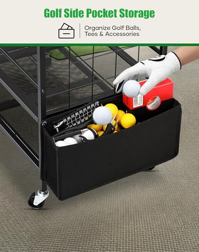Black Golf Bag Storage Organizer Stand for 2 Bags with Wheels
