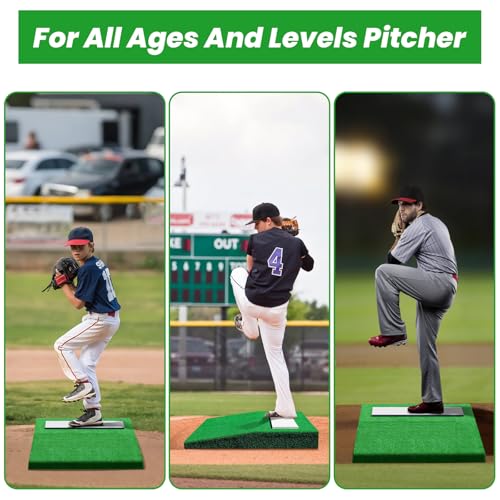 Portable Baseball Pitching Mound with Regulation Rubber & Carry Handle - 30x30x4 Inches