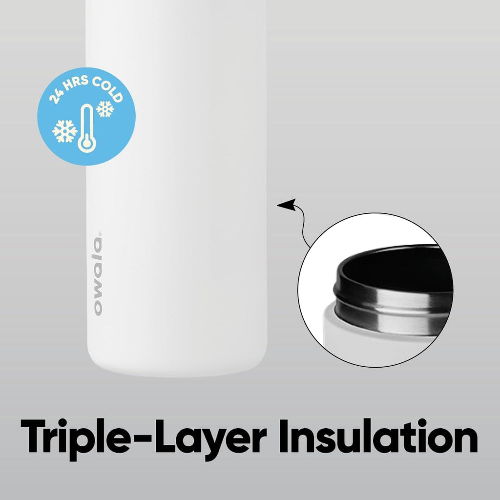 Owala FreeSip Insulated Stainless Steel Water Bottle - BPA-Free, 40 Oz, Perfect for Travel - Shy Marshmallow