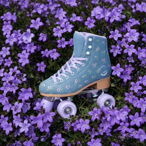High-Top Quad Roller Skates for Girls and Women - Floral Field Variation, Size 9 Women / 8 Men