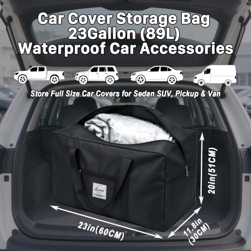 Car Cover Storage Bag 23-Gallon Waterproof Reusable Organizer for All-Weather Covers