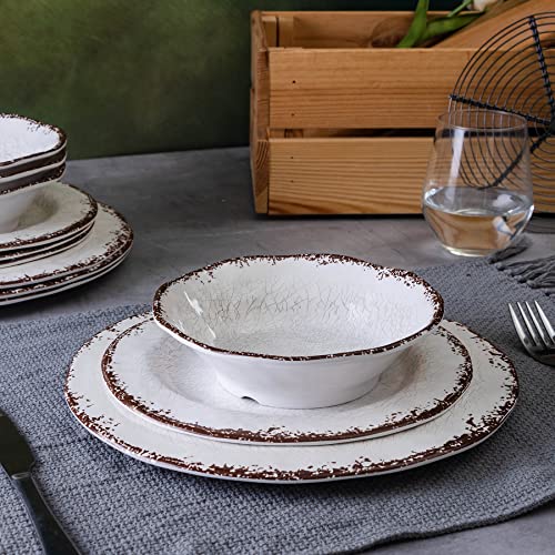 White Dinner Plate Set 11 Inch Melamine Plates - 6 Pieces Camper RV Tableware