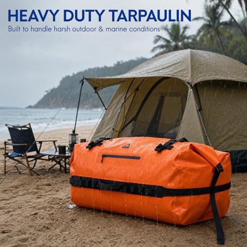 Haimont Waterproof Roll-Top Dry Duffel Backpack Bag 90L Orange - IPX7 Outdoor Gear