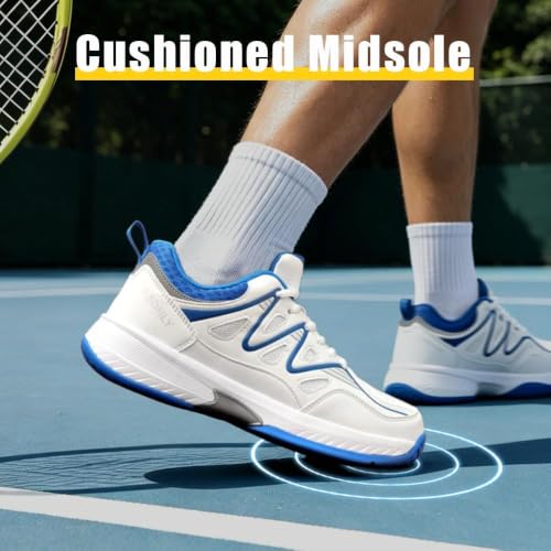 Men's Wide Pickleball Shoes All Court Lightweight Breathable Blue 9.5