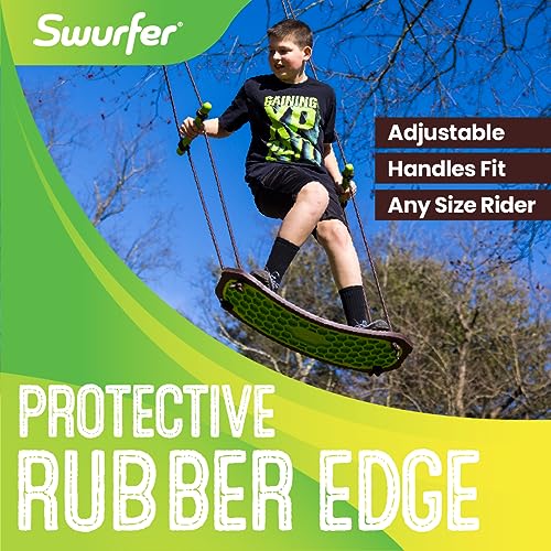 Swurfer 2.0 Green Stand-Up Tree Swing with 24" Board, UV Rope & Handles