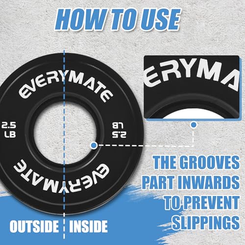 EVERYMATE 18.5 LB Black Fractional Olympic Weight Plates Set 0.5, 1.25, 2.5, 5 lbs