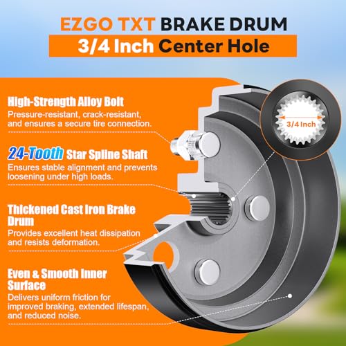 Black Golf Cart Brake Maintenance Kit for EZGO TXT PDS 1997+ Electric Models