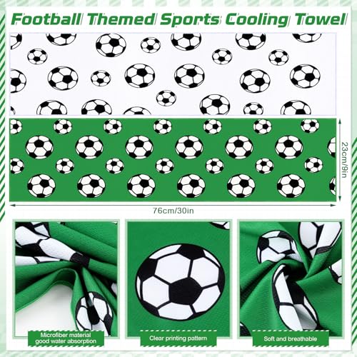 12 Pack Soccer Cooling Towels 30 x 9 Inches Sports Gift Set - Soccer Patterns