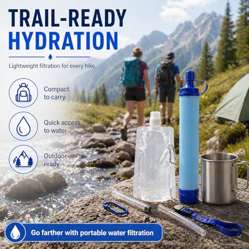 PRIMITIVE LABS 3-Pack Portable Water Filter for Hiking Camping Emergency Survival