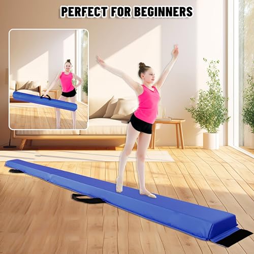 Folding Gymnastics Balance Beam for Kids - 4, 6, 8, 9, 10 Ft Stable Foam Exercise Beam