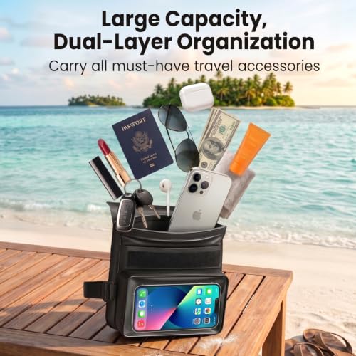 Floating Waterproof Fanny Pack for Phone, Passport & Cash - Black & Green
