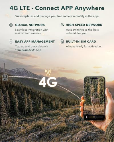 Misstech 4G LTE Cellular Trail Camera for Wild & Farm Monitoring, 0.1s Motion-Activated, Mountain Gray 1-Pack