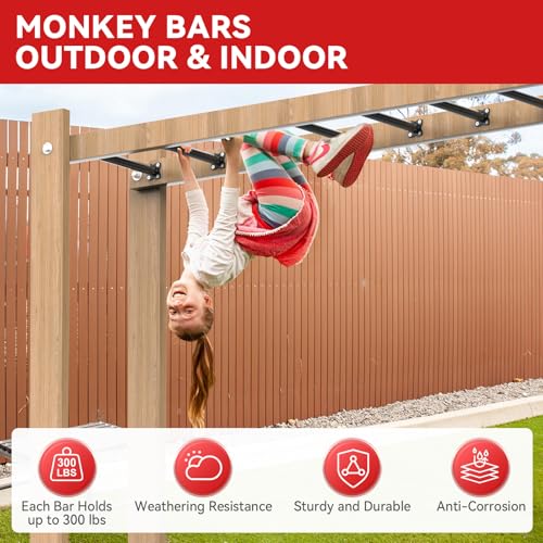 16.5 Inch Black Monkey Bars Kit - 12 Steel Rungs for Indoor & Outdoor Climbing