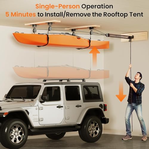 Pacikwest Classic Black Kayak Hoist for Garage Ceiling, 180 lb Capacity