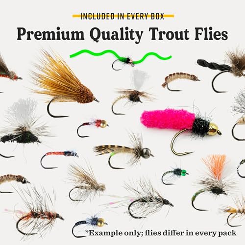 Fly Fishing Kit with Premium Trout Flies Rainbow Brown Brook Trout