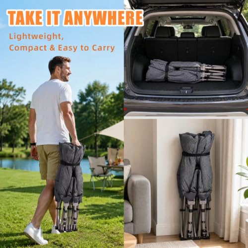 Heavy Duty Camping Cot with Mattress for Adults - 10 Legs, 500 lbs Capacity
