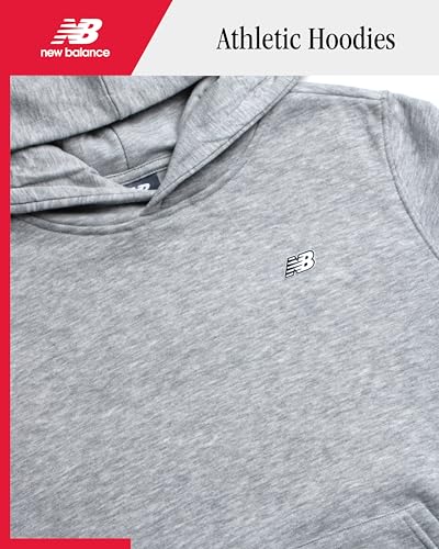 New Balance Boys Cotton Fleece Pullover Hoodie with Pocket - Team Grey / 14-16