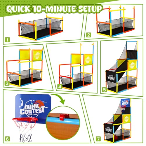 Kids Indoor Arcade Basketball Game Set with 4 Balls - Portable & Stable
