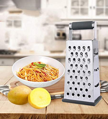 Stainless Steel Four-Sided Food Grater with Non-Slip Handle for Vegetables & Cheese