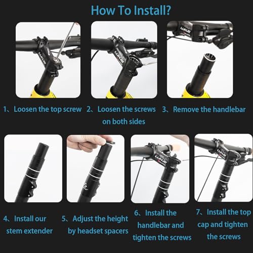 Bike Fork Stem Extender 180mm Adjustable Bicycle Handlebar Riser for MTB Road Bike