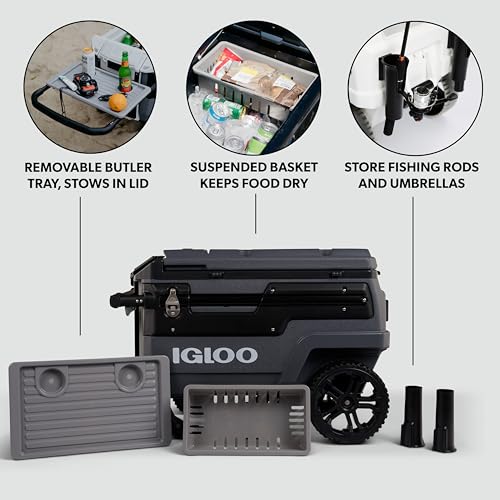 Igloo Trailmate Journey 70Qt Wheeled Cooler - Carbonite Insulated Ice Chest