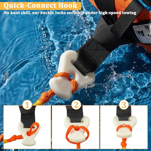 Yellow-Orange 3-Person Inflatable Towable Tube for Boating - Family Water Tube