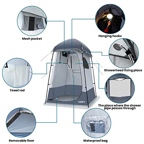 Unp Gray Portable Shower Tent Privacy Shelter for Camping, Hiking, Picnic - 1 Room