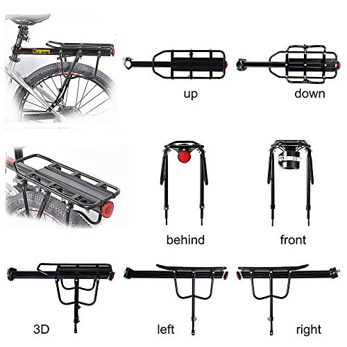 110Lb Capacity Bike Cargo Rack with Reflective Logo - Adjustable Bicycle Luggage Carrier