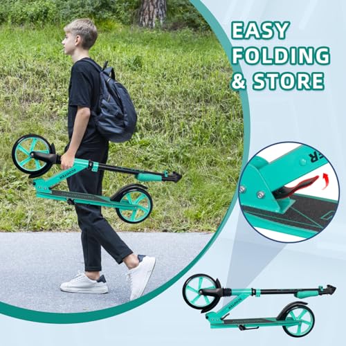 Teal Kick Scooter for Kids Adults 6+ Years, 220lb Capacity, Adjustable Handlebar
