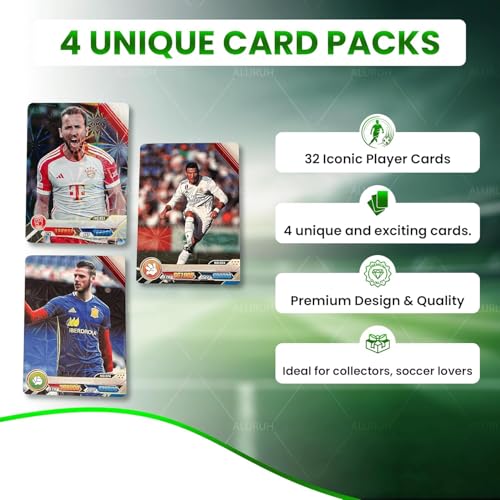 Soccer Trading Card Set - 32 Mixed 2024 Cards for Fans & Collectors