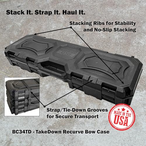 MTM BC34TD Takedown Recurve Bow Hard Case Lockable & Airline Approved, Holds 16 Arrows, Made in USA